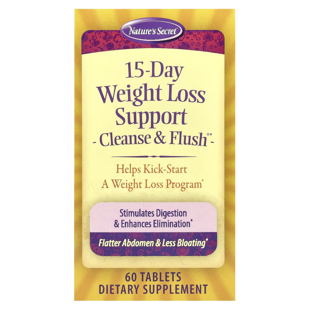 Nature's Secret , 15-Day Weight Loss Support, Cleanse & Flush, 60 Tablets