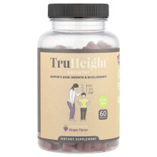 TruHeight, Tillväxt Gummies, Multivitamin, För Ålder 5+, Grape, 60 Gummies
