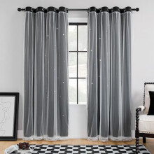 Rideaux occultants - Décoration Licorne pour chambre d'enfant, Noir et Blanc, 132 cm de large, 2 panneaux occultants