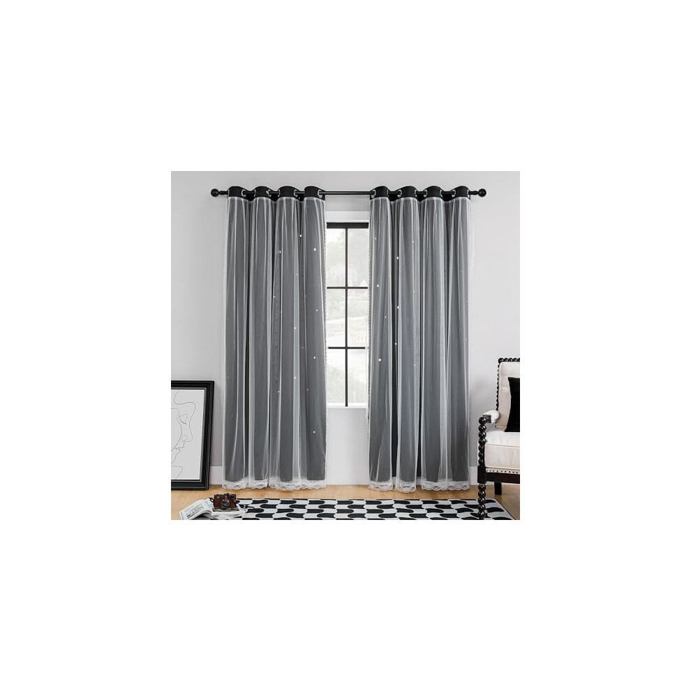 Blackout Star Curtains for Kids' Bedroom – 34" W x 2