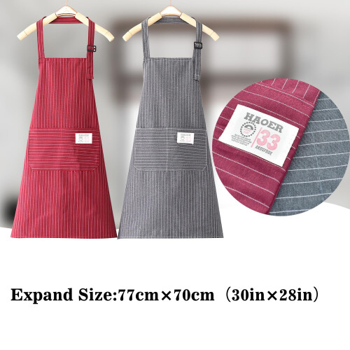 Conjunto de 2 aventais de cozinha em algodão com alça de pescoço ajustável e bolsos. 1