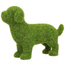 Enfeite de jardim em forma de cachorrinho para paisagismo externo, com acabamento aveludado e resistente ao desbotamento.