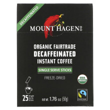 Mount Hagen, Organický Fairtrade Instant Káva, Dezkafeinovaná, 25 Jednotlivé Podmínky, 1.76 oz (50 g)