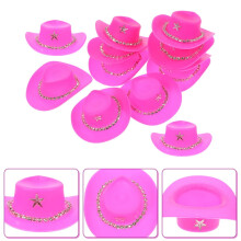 Lot de 12 mini chapeaux roses en plastique en forme de chapeau de cowboy, cadeaux de fête western pour diverses occasions et tenues.