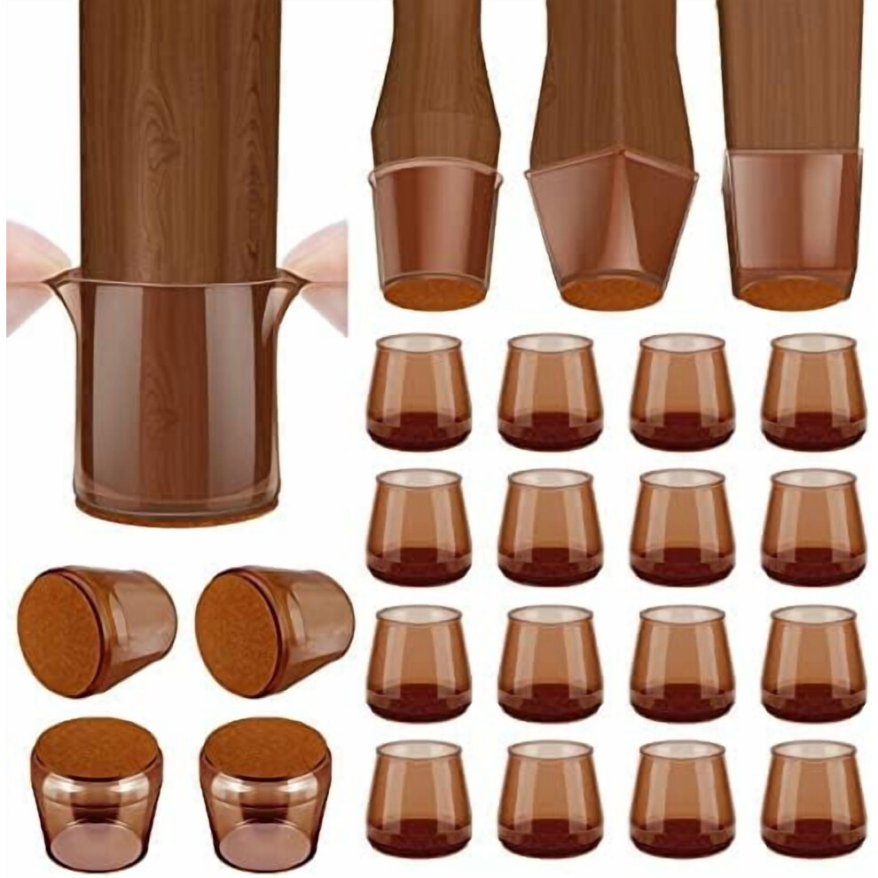 16 Pack Silicone Chair Leg Floor Protectors, Stool Leg Protectors Cap, Non-Slip Chair Leg Caps For Hardwood Floors (Brown, X-Large, 16 Pack) 9165521593736