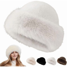 Dam vinterhatt i fuskpäls, mjuk plysch, en storlek