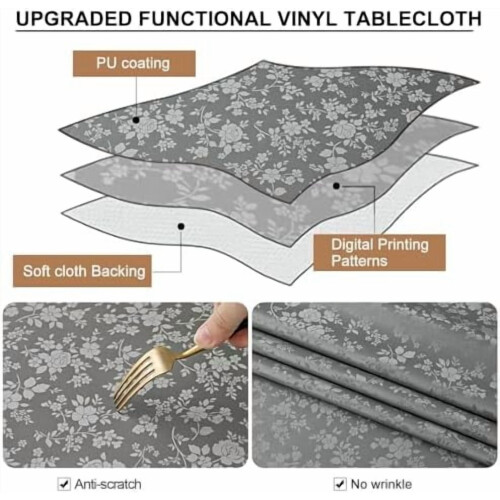 Blomsterpreget vinylduk, firkantet 1