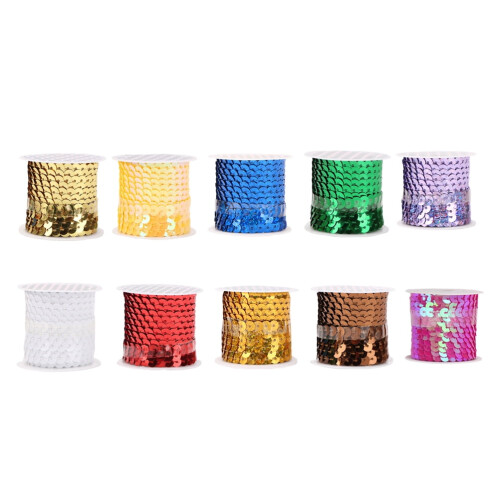 10 τεμάχια επίπεδες λωρίδες πούλιες διακοσμητικές παγιέτες στρογγυλό ρολό