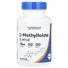 Nutricost, L-Methylfolat, 15 mg, 120 Kapseln