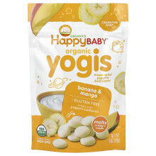 Happy Family Organics, Yogis, Snacks Congelados de Iogurte e Frutas, Banana & Manga, 1 oz (28 g)