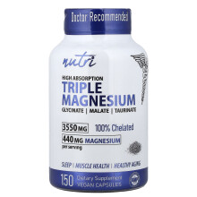 Nutri, Háromszoros Magnézium, Magas Abszorpció, 150 Vegan Kapszula