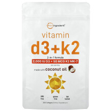 Micro Ingredients, Vitamin D3 + K2, 300 Weichgel