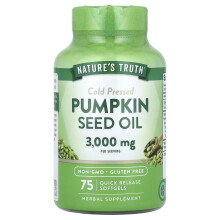 Nature's Truth, Óleo de Semente de Abóbora, Pressado a Frio, 75 Softgéis de Liberação Rápida, (1,000 mg por Softgel)