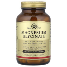 Solgar, Magnézium glicinát, 90 növényi kapszula (120 mg kapszula)