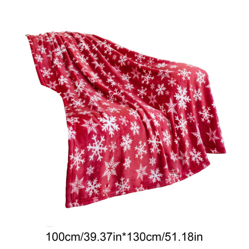 Red Snowflake Christmas Throw Blanket 130x100cm 2