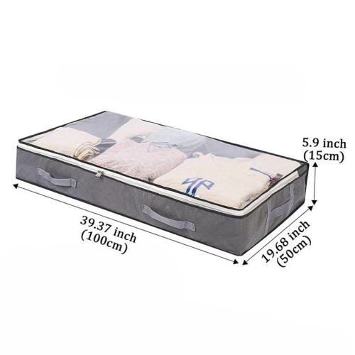(Underbed) Clothes Gray Underbed Storage Bags Zipped Organizer Wardrobe Closet Boxes Cube
