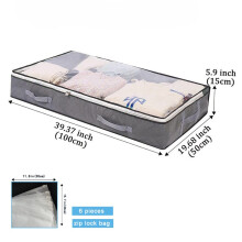 (6Frosted) Clothes Gray Underbed Storage Bags Zipped Organizer Wardrobe Cube Closet Boxes