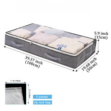 (4Frosted) Clothes Gray Underbed Storage Bags Zipped Organizer Wardrobe Cube Closet Boxes