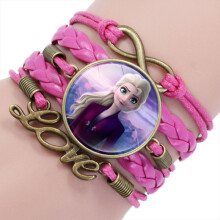 (StyleA) Style Cartoon Elsa Princess Bracelet Multilayer Alloy Bracelet With Time Children For Gem