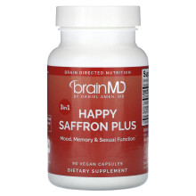 BrainMD, Happy Saffron Plus, 90 Βεγέτα Φύλλα