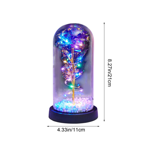 Gold Leaf Rose Glass Dome with LED Lights 1 Piece 1
