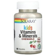 Solaray, Kinder Vitamine & Mineralien Kautabletten, Natürlicher Schwarzer Johannisbeere, 60 Kautabletten