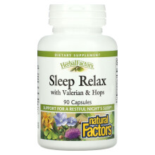 Natural Factors, Herbal Factors, Sovaltning med Valerian & Hops, 90 Kapslar