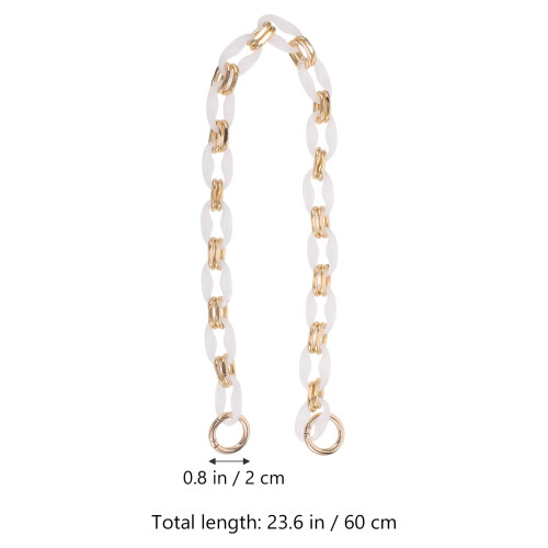Witte acryl schoudertasriem met ketting, 60 cm 1