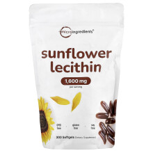 Micro Ingredients, Micro Ingrediënten, Zonnebloemlecithine, 300 Zachte Gelatinecapsules