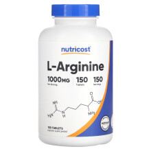Nutricost, L-Arginiini, 1 000 mg, 150 Tabletteja