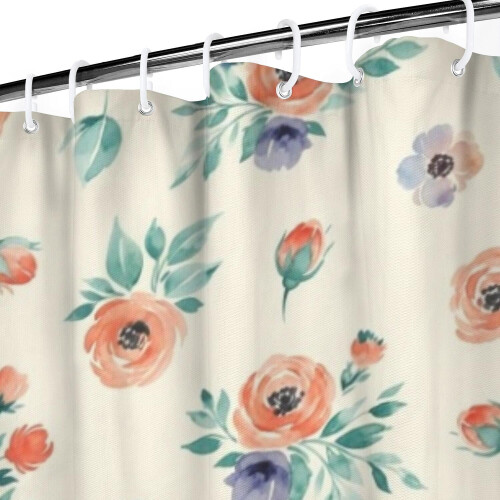 Cortina de chuveiro com estampa floral, 72x84 polegadas, com 12 ganchos. 2