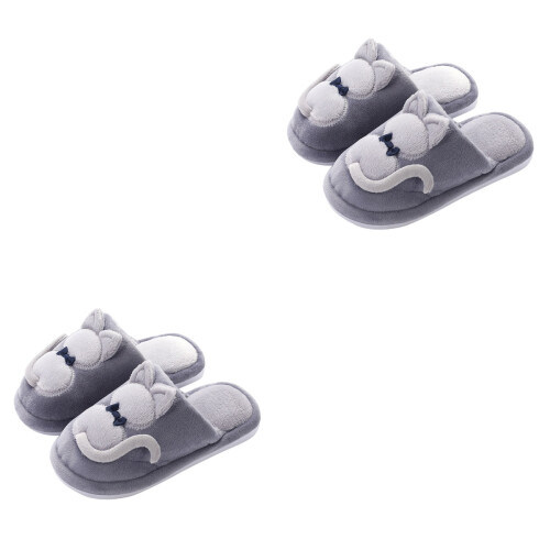 2Paires Pantoufles Coton Pour Hiver 2