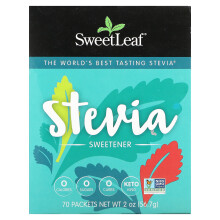 Wisdom Natural, SweetLeaf, Stevia Zoetstof, 70 Pakjes, 0,028 oz (0,8 g) Elk