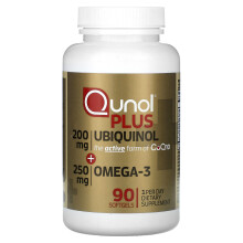 Qunol, Plus Ubiquinol + Omega-3, 200 mg + 250 mg, 90 Myggor