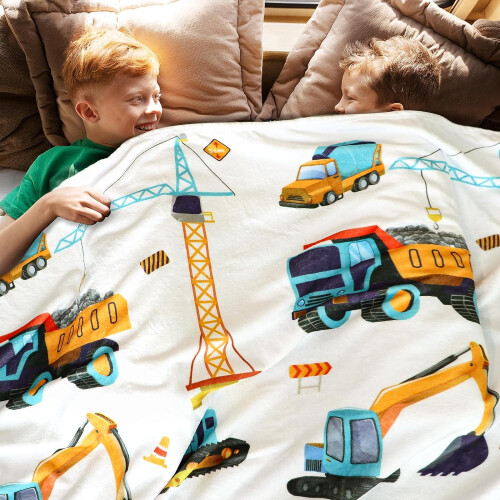 Κουβέρτα Excavator Plush Throw για παιδιά – Μαλακή χνουδωτή φανελένια κουβέρτα φορτηγού, 1