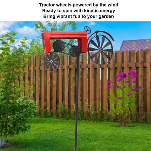Vintage-Traktor-Windmühle, Gartendekoration, Eisenräder, Windantrieb, einfache Montage 1
