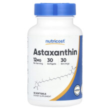 Nutricost, Astaxantina, 12 mg, 30 Gelatinas Blandas