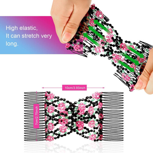 Chic Beads Διπλό Κλιπ Χτενίσματος για Μαλλιά Ελαστικό Αξεσουάρ Slide για Γυναικεία 2