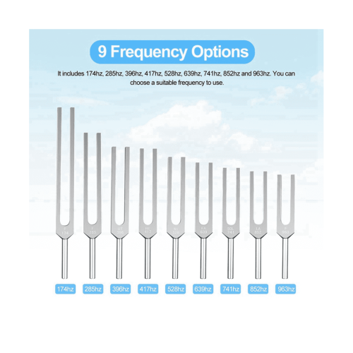 Silver Tuning Forks for Chakra Healing 9 pcs 2