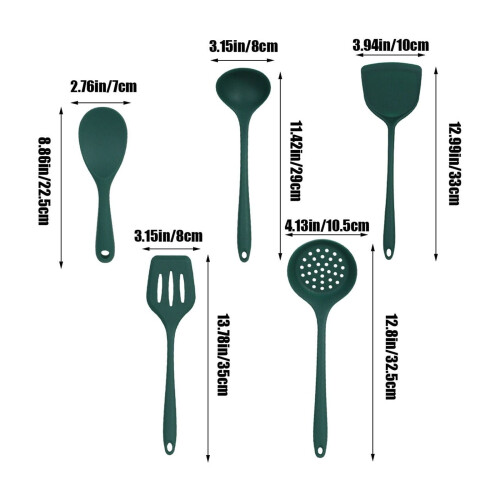 5-Piece Silicone Kitchen Utensils Set – Heat Resistant, Non-Stick, Compatible with All Cookware 2