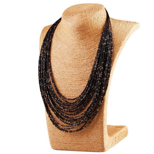 Κολιέ vintage με μπλε πολύτιμους λίθους boho, τριπλό με σταγόνα νερού και vintage σχέδιο 2