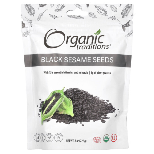 Organic Traditions, Sort Sesamfrø, 8 oz (227 g)