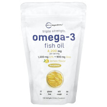 Micro Ingredients, Micro Ingrediënten, Omega-3 Visolie, Triple Strength, Limoen, 120 Zachte Capsules (1,400 mg per Capsule)
