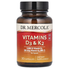 Dr. Mercola, Vitamín D3 & K2, 30 Kapszula