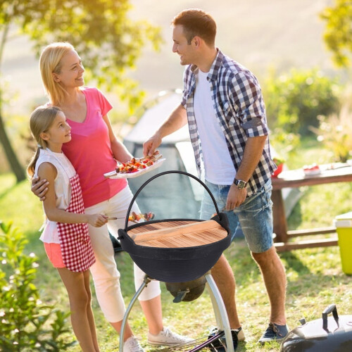 Cast Iron Wok with Lid for Home Use 1Set 1