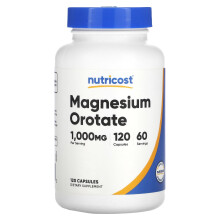 Nutricost, Magnézium orotát, 1 000 mg, 120 kapszula (500 mg per kapszula)