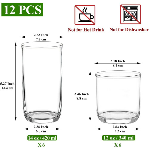 Σετ 12 τεμαχίων διαφανών ποτηριών PET Highball & Whisky 1