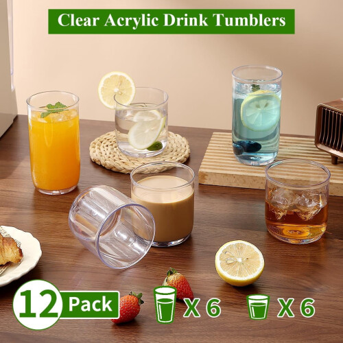 Σετ 12 τεμαχίων διαφανών ποτηριών PET Highball & Whisky 2