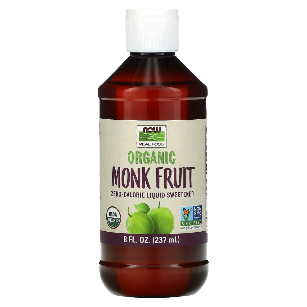 Now Foods , Real Food, Organic Monk Fruit, Zero-Calorie Liquid Sweetener, 8 Fl Oz (237 Ml)