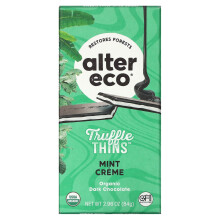 Alter Eco, Trufas Delgadas, Barra de Chocolate Orgânico Escuro, Creme de Menta, 2.96 oz (84 g)
